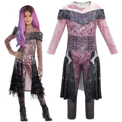Kid Girls Jumpsuit Halloween Cosplay Long Sleeve Lace Patchwork Fancy Party Dress Children Girl Outfits