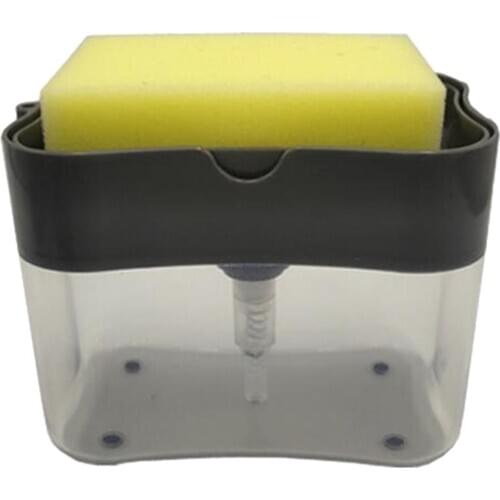 2-in-1 Soap Pump Dispenser with Sponge Holder Liquid Dispenser Container Dishwashing Press Soap Organizer Kitchen Bathroom Tool