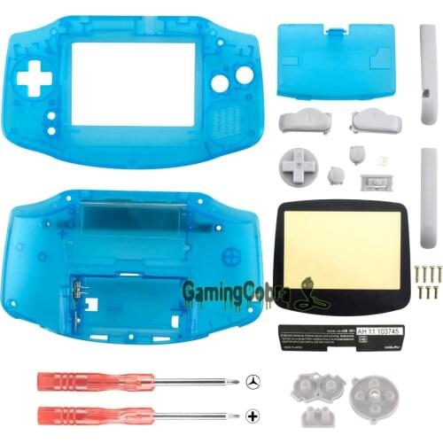 EXtremeRate Neon Blue Full Housing Shell Buttons with Screen Len for Gameboy Advance