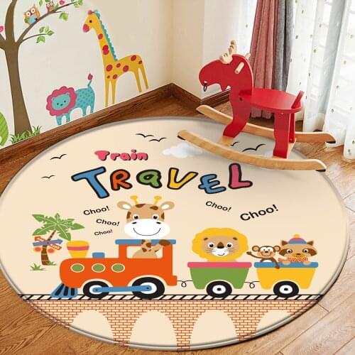 Dropshipping Cute Animal Train Pattern Baby Carpet Baby Play Mat Children Carpet Non-Slip Children Safety Flannel Cat Carpet