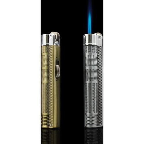 Creative Inflatable Windproof Lighter Straight Into the Flame Personality Grinding Wheel Lockable Fire Metal Men’s Gift
