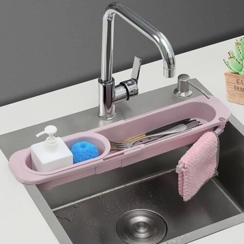 Kitchen Adjustable Sink Organizer Dish Drainer Organizer for Soap Towel Rack Home Supply Kitchen Accessories Shelf Storage Rack