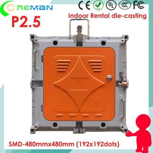 2017 hot selling product full color led display screen p2.5 smd for rental , slim light weight die casting led cabinet led wall