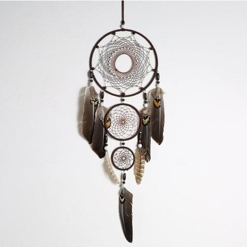 Feather Dream Catcher Big 3 Iron Ring Indoor Pendant Indian Dream Catcher Pendant Gift Wedding Home Decoration Hang Jewelry