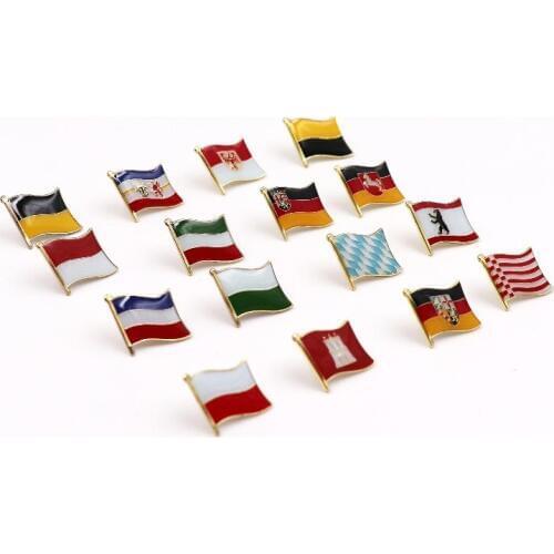 Metal Badge Germany State flag pin badges for clothes in badges Button on Brooch Plating Brooches for Jewelry