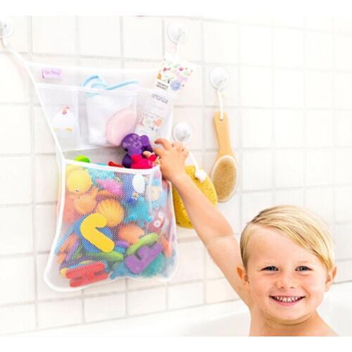 Multifunction Baby Bathroom Mesh Bag Child Bath Toy Bag Net Suction Cup Baskets Kids Toys