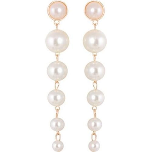 Moment # N03 Dropshipping 2018 Fashion 1Pair Gold Pearl long Earrings Trendy Tassel Eardrop Jewels Wedding Gifts Free Shipping