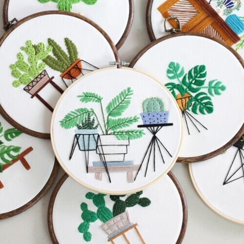 DIY Girls Needlework Kit Green Plant Children Handicraft Set Craft Creativity Materials Supplies Gift for Adults Kids 9 10 Years