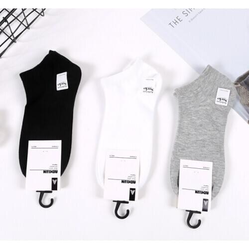 Solid Color Socks Men Business Casual socks Cotton Black White Gray Ankle Socks Male Breathable Short Socks Spring Summer Meias