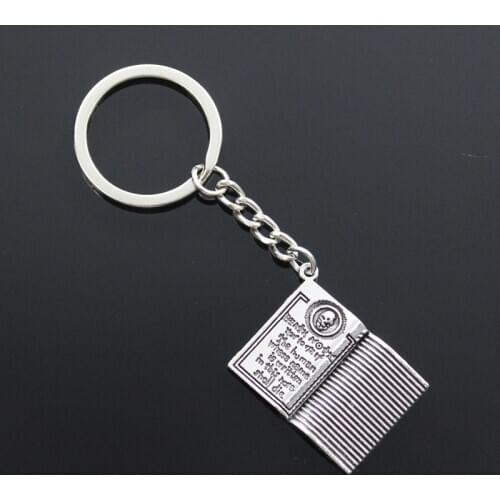 New Fashion Men 30mm Keychain DIY Metal Holder Chain Vintage Book Death Note 32x24mm Silver Color Pendant Gift