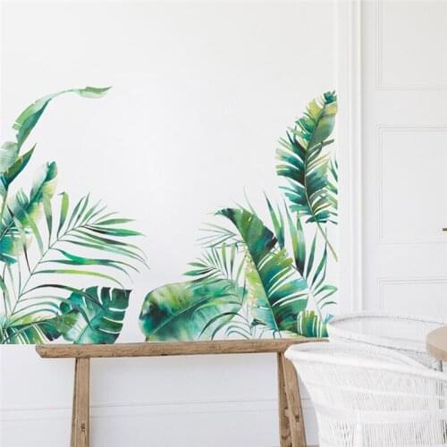 Childrens Room Interior Wallpaper Green Plants Wall Stickers Home Tropical Rain Forest Ins Bamboo Leaf Inkjet Wall Stickers