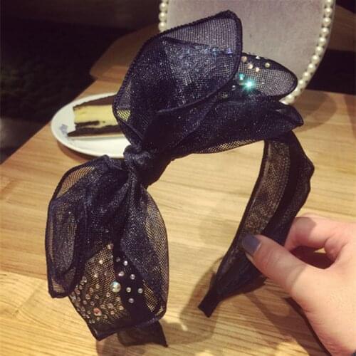 Hair hoop Korea cloth art big bow belt tooth wide edge tiara fashion sweet anti-slip head hair card hair ornaments