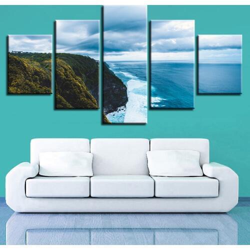 Landscape Sky Cloud Star Mountain River Hot Air Balloon 5 Piece Wall Pictures For Living Room Color Painting Art Home Decor