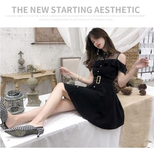 Mini Dress Women HalterHollow Out Club Sexy Stylish A Line Black Slim Spring Elegant Casual Off Shoulder Dresses