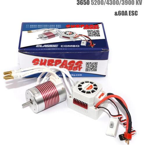 Platinum Waterproof 3650 4300KV 3900KV 5200KV Brushless Motor with 60A ESC Kit for 1/10 RC Car Truck Toy