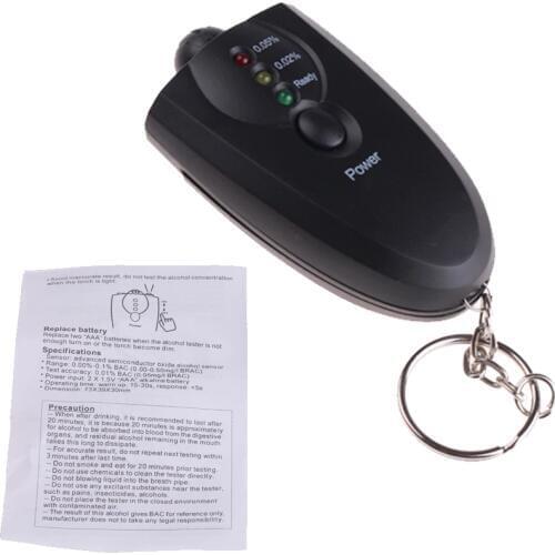 Portable Breathalyzer Keychain Red Light LED Flashlight Alcohol Breath Tester Professional Keychain Alcohol Tester Analyzer