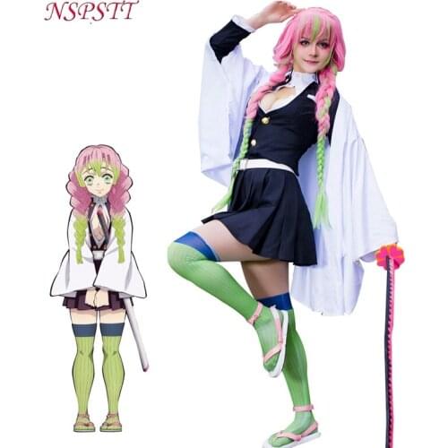 NSPSTT Anime Demon Slayer Cosplay Kimetsu no Yaiba Kanroji Mitsuri Cosplay Costume Women Kimono Sexy Costume Halloween Dress