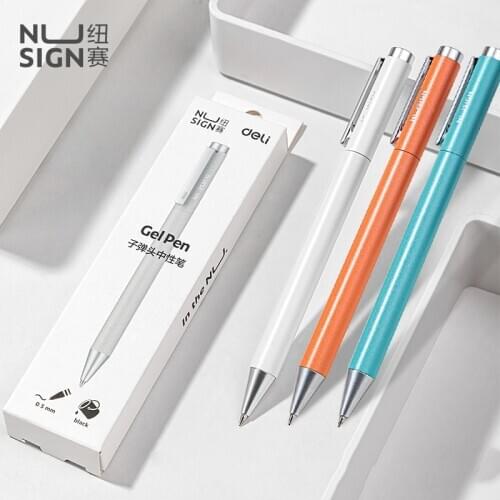 Deli Nusign New Neutral Pen Black 0.5mm Black Refill Colorful Gel Pens Rotary Switch Smooth Writing Pen For Office Home School