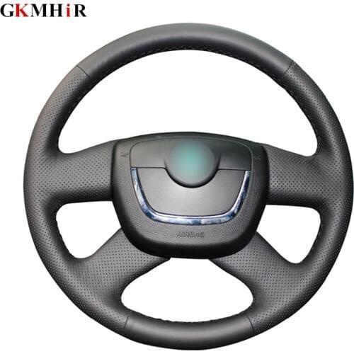 DIY Black Artificial Leather Car Steering Wheel Cover for Skoda Octavia Superb 2012 Fabia Skoda Octavia a5 2012
