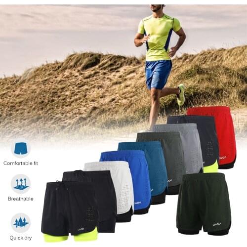 Lixada unning Shorts Men Fitness Gym Training Sports Shorts Quick Dry Workout Gym Sport Jogging Double Deck Summer Men Shorts