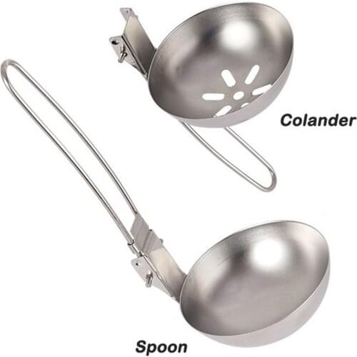 Stainless Steel Large Soup Spoon Outdoor Tableware Camping Wear-resistant Stainless Steel Folding Spoon Foldable Soups