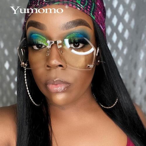 Irregular Frameless Sunglasses Women Gradient Alloy Frame Brand Glasses Designer Fashion Female Shades UV400 Fashion Glasses