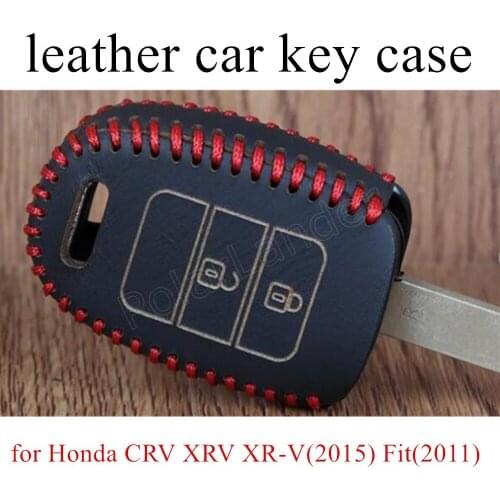 Only Red great quality car key case leather hand sewing car key cover fit for Honda CRV XRV XRV(2015) Fit(2011) Vezel(2015)