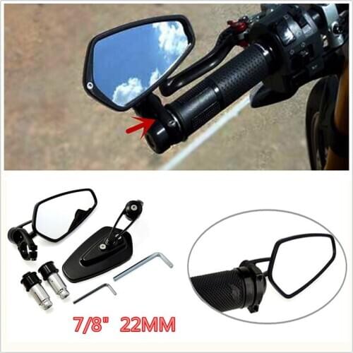 2pcs/set Universal Motorcycle Billet Aluminum 7/8" 22mm Bar End Side Rearview Mirror