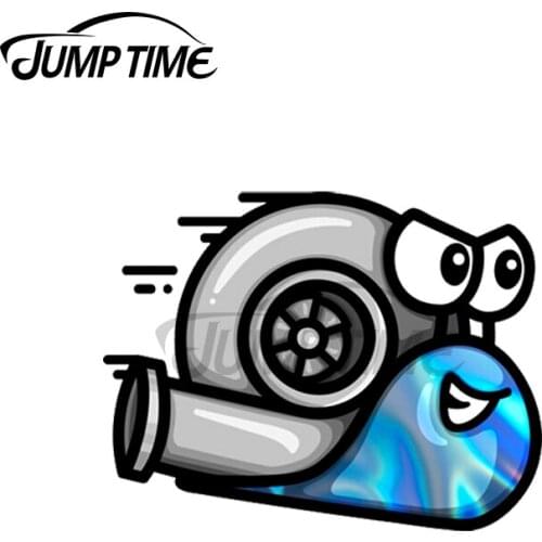 Jump Time 13 x 11.8cm For Turbo Snail Blue Holographic Graffiti Car Sticker Windows Decal Anime Graphics Vinyl Material Decor