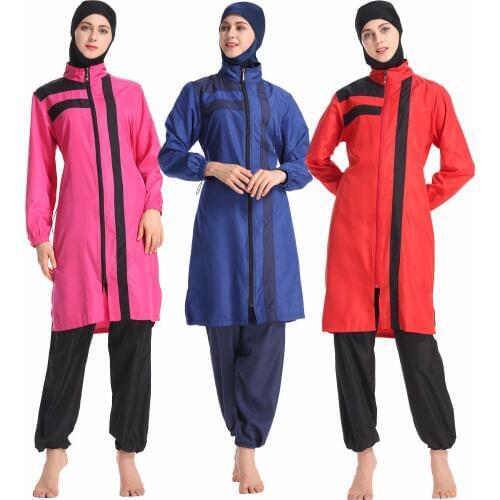 2019 Womens Muslim Pauls swimwear trousers hooded three-piece temperament elegant fashion Islam beachwear swimsuit