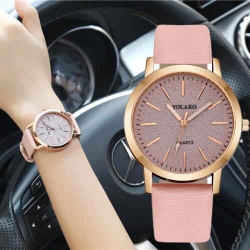 Fashion 2021 Hot Sale Pink Simple Retro Women Watch Casual Leather Strap Dress Wristwatch Relogio Feminino Montre Homme Relojes