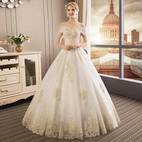 Robe De Mariee Vestido Boho Wedding Dress 2021 Lace Fabric Organza Boat Neck Longue Robe De Soiree Robe De Soiree For Bride