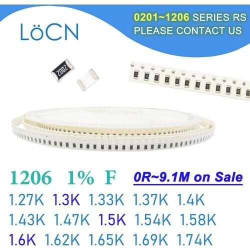 1206 1% F 5000PCS SMD 1.27K 1.3K 1.33K 1.37K 1.4K 1.43K 1.47K 1.5K 1.54K 1.58K 1.6K 1.62K 1.65K 1.69K 1.74K 3216 Resistor OHM