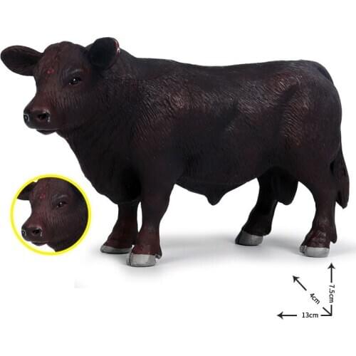16*4*7.5CM Children Simulation Solid Wild Animal World Cow Toy Black Angus Bull Ranch Black Bull Model