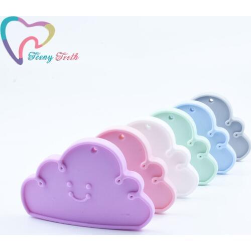 2 PCS Silicone Cloud Teether DIY Baby Shower Pacifier Dummy Teething Chewing Cloud Pendant Nursing Jewelry Making Sensory Toy