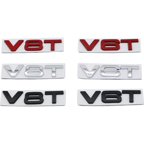 2X 3D Metal 3D V6T V8T Logo Metal Emblem Badge Decals Displacement Stickers for Audi S3 S4 S5 S6 S7 S8 A4L A5 A6L A7 Q3 Q5 Q7