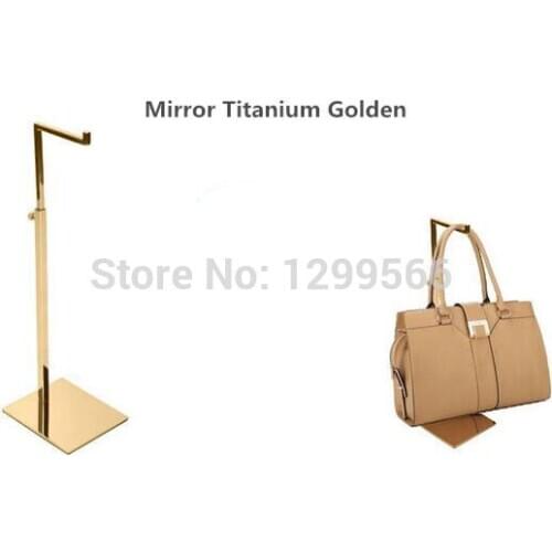 5pcs Titanium gold stainless steel women bag display rack adjustable Tie purse handbag display stand holder rack free shipping