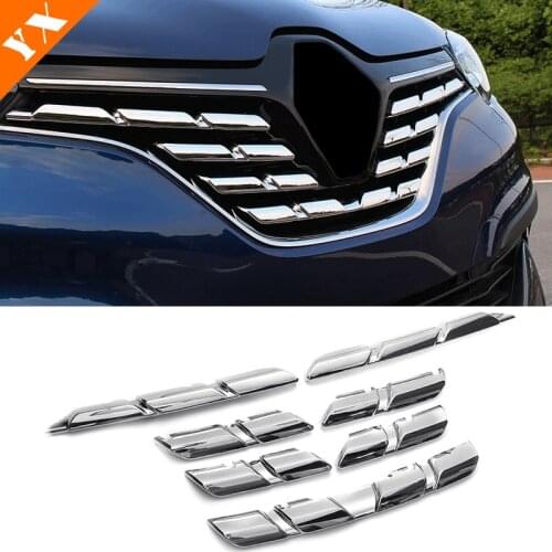 ABS Chrome For Renault Kadjar Front Mesh Grille Bumper Cover Trim Insert Bonnet Garnish Molding Guard Protector 2015 2016 2017