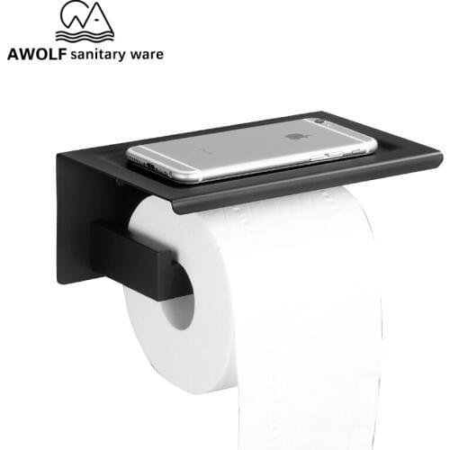 Bathroom Accessories Toilet Paper Holder Stainless Steel Wall Mounted Roll Holder With Shelf Top Place Platform For WC AZ5106