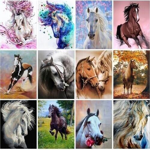 Animal Diamond Painting Horse Full Mosaic Art Sticker Embroidery Rhinestone Picture Puzzle Toys Children Gifts Decor Small Size