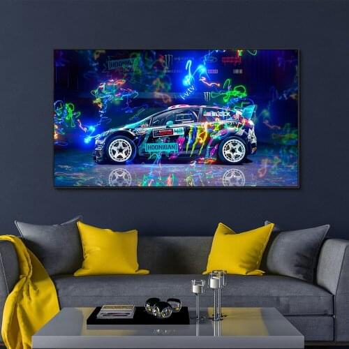 Future Steam City Sport Car Wall Art F1 Racing car Graffiti Canvas Art Poster and Prints Picture for Living Room Decor Frameless