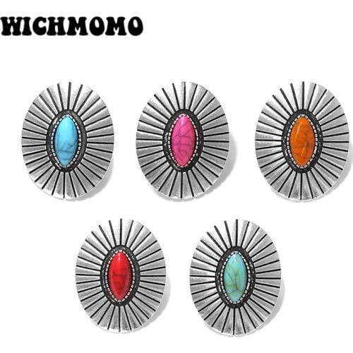 Fashion 3pieces 34*27MM Retro Zinc Alloy Oval Clothes Decorative Buttons Charms Pendants DIY Hair Jewelry Accessories