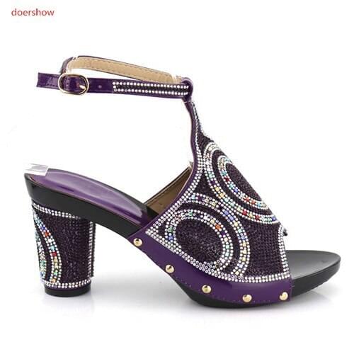 Doershow 2018 new fashion design top quality purple Noble European African Sandals Women SXC1-2