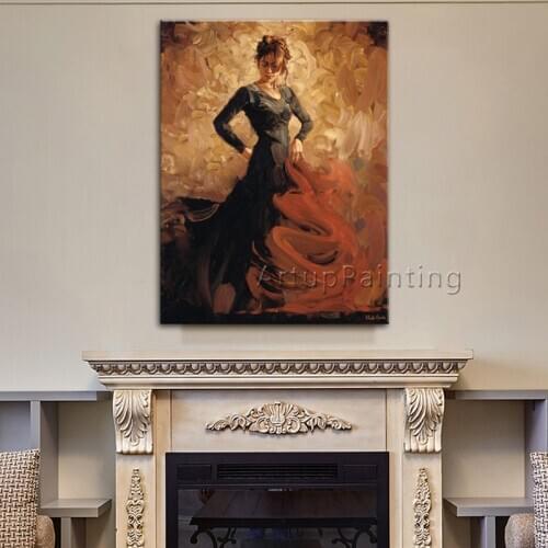 Spanish Flamenco Dancer oil painting latina woman canvas painting wall art pictures for living room hight Quality Hand-painted 1