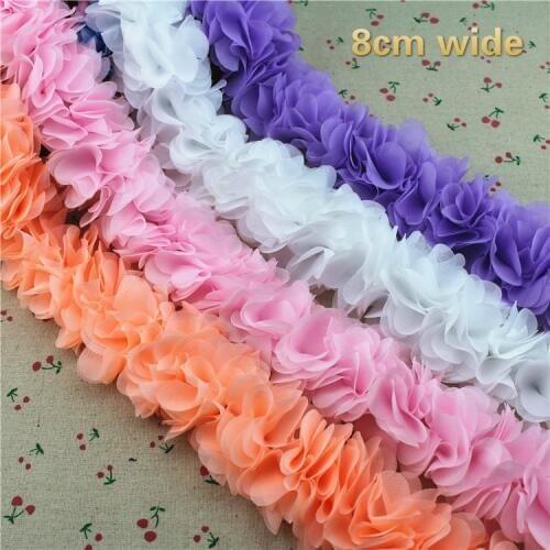 Exquisite Chiffon 3D Stereo Flower Lace Ribbon DIY Clothing Wedding Dress Skirt Accessories Scarf Bag Home Textile Decoration