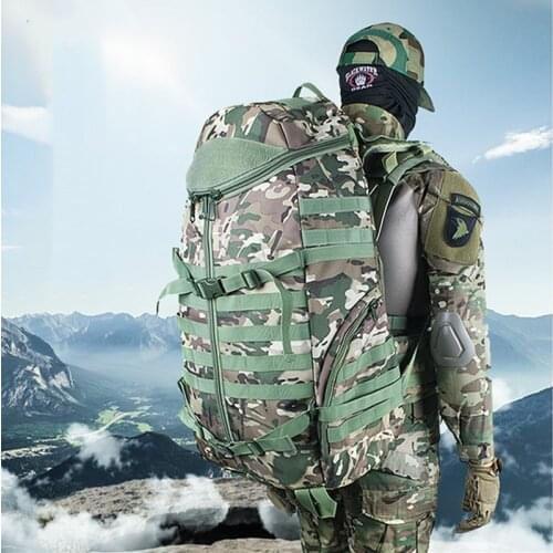 60L Camouflage Outdoor Backpack Waterproof Large Capacity Tactical Training CS Fishing Hunting Bag Camping Hiking Trekking Pack