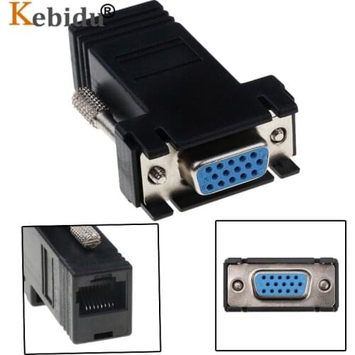 Kebidu RJ45 to VGA Extension Adapter Male To Cat6 Cat5e RJ45 Ethernet RJ45 TO VGA Female Extender Adapter for PC Desktop