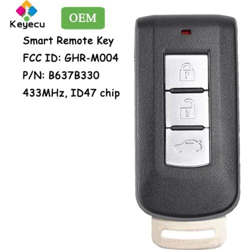 KEYECU FCC ID: GHR-M004 OEM Smart Remote Car Key Fob 3 Buttons 433MHz 47 Chip for Mitsubishi Lancer Outlander Attrage B637B330