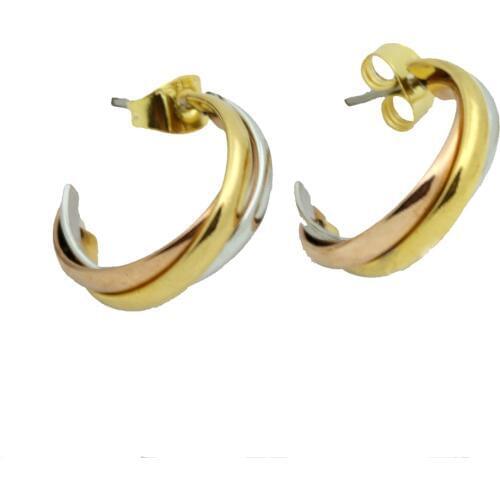 Top Quality Classical 3 Rounds Rose Yellow White Gold Gold Colour Stud Earrings Fashion Jewelry Lover Earrings Wholesale
