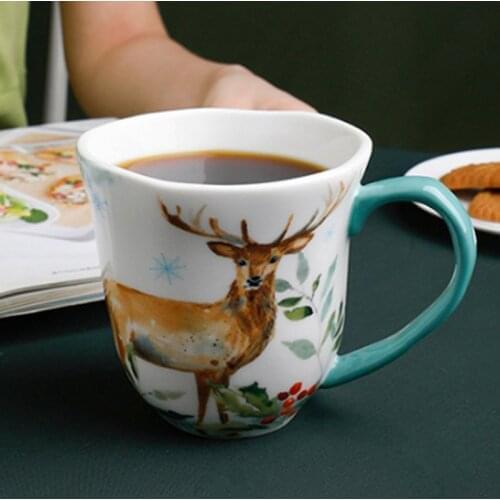 1Pcs New 420mL Cute Animal Nordic Style Coffee Mugs Creative Owl/Elk/Fox/Rabbit Breakfast Milk Tea Ceramic Cup Gifts for Friends
